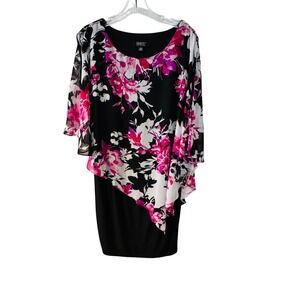 IGNITE Womens Dress w/attached capelet Black‎ 14W Cocktail Wedding Attire